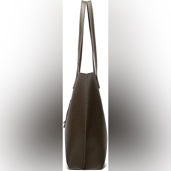 DARK GREEN SOFT FAUX LEATHER TOTE SHOULDER BAG - Picture 5 of 5